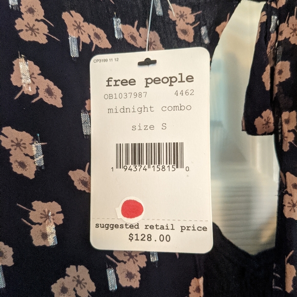 Free People Maria Smocked Floral Mini Dress in Midnight Combo - Picture 4 of 6